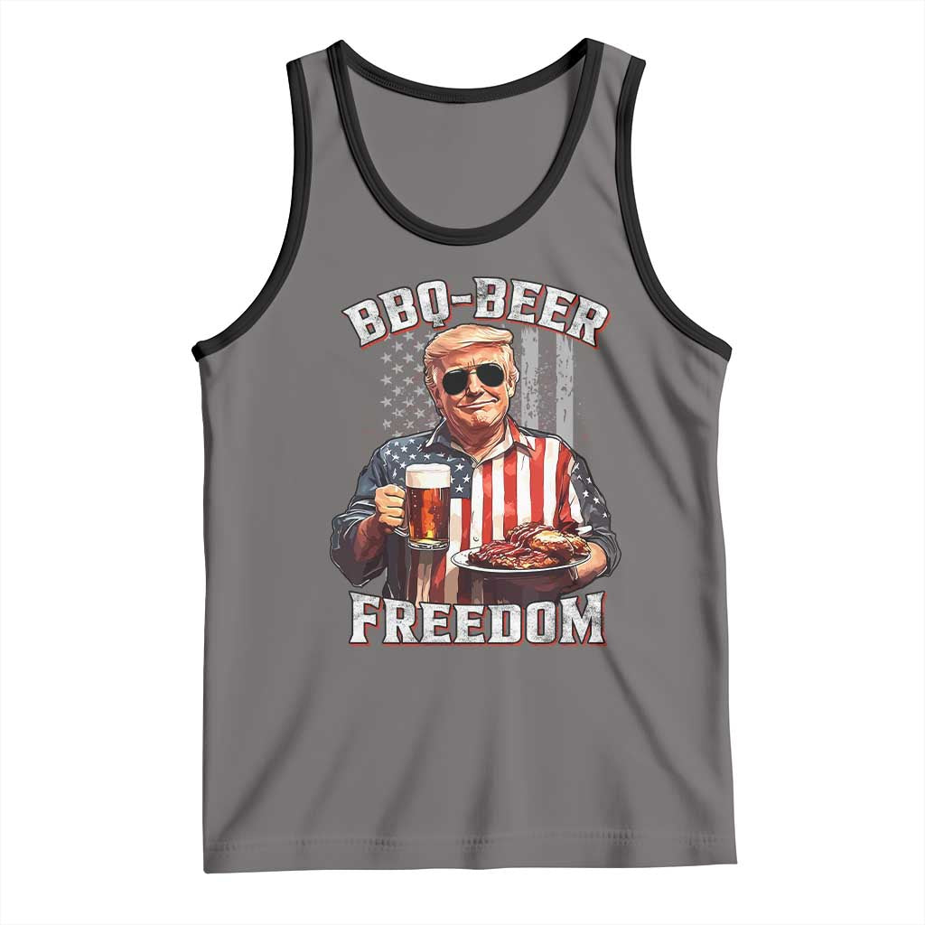 Funny Trump 4th Of July Tank Top Patriotic BBQ Beer Freedom American Flag TS10 Deep Heather Black Print Your Wear