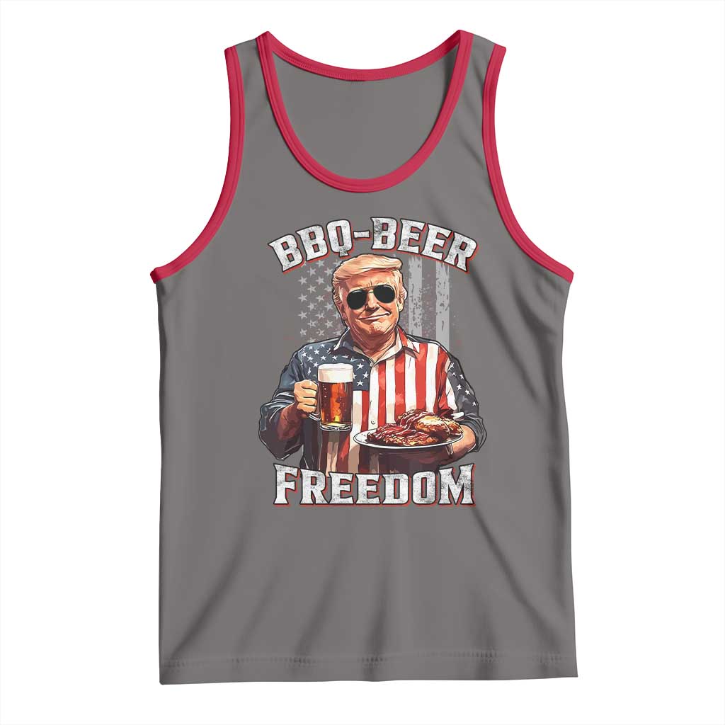 Funny Trump 4th Of July Tank Top Patriotic BBQ Beer Freedom American Flag TS10 Deep Heather Red Print Your Wear