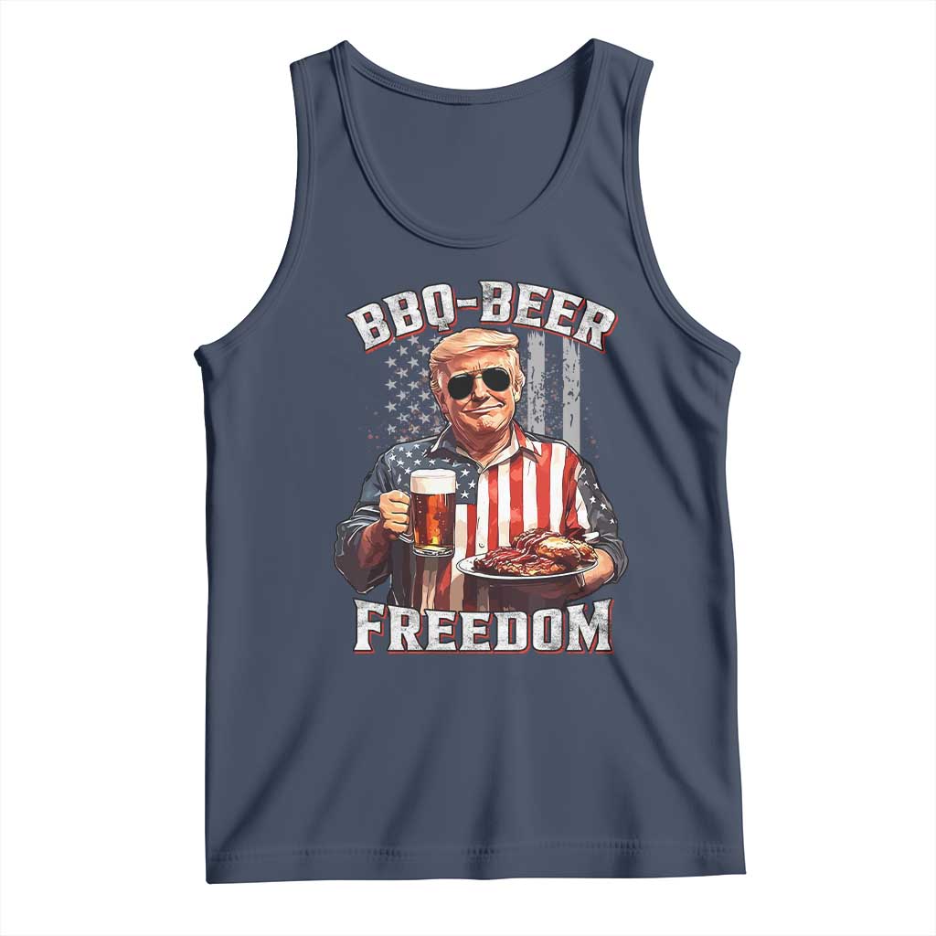 Funny Trump 4th Of July Tank Top Patriotic BBQ Beer Freedom American Flag TS10 Navy Print Your Wear