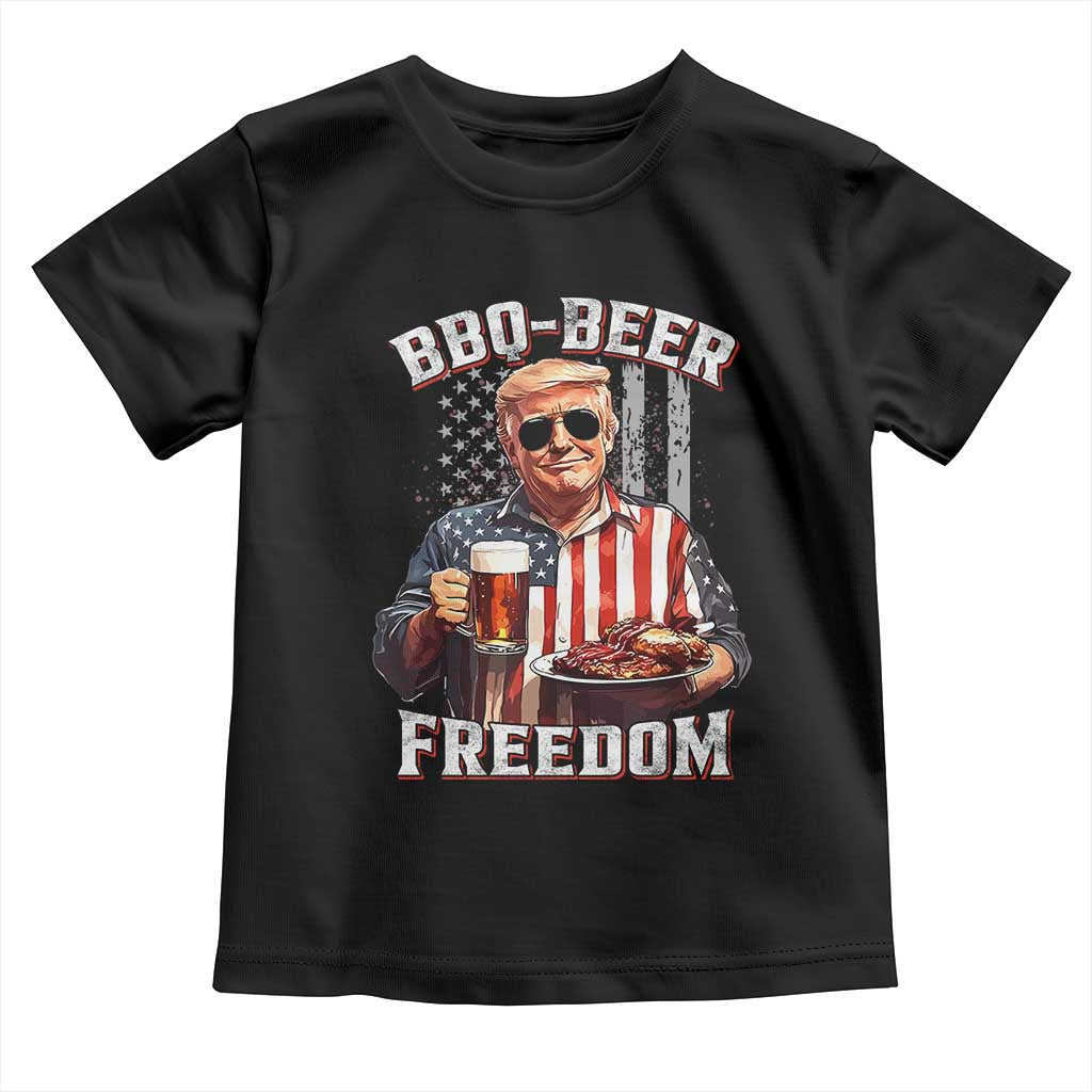 Funny Trump 4th Of July Toddler T Shirt Patriotic BBQ Beer Freedom American Flag TS10 Black Print Your Wear