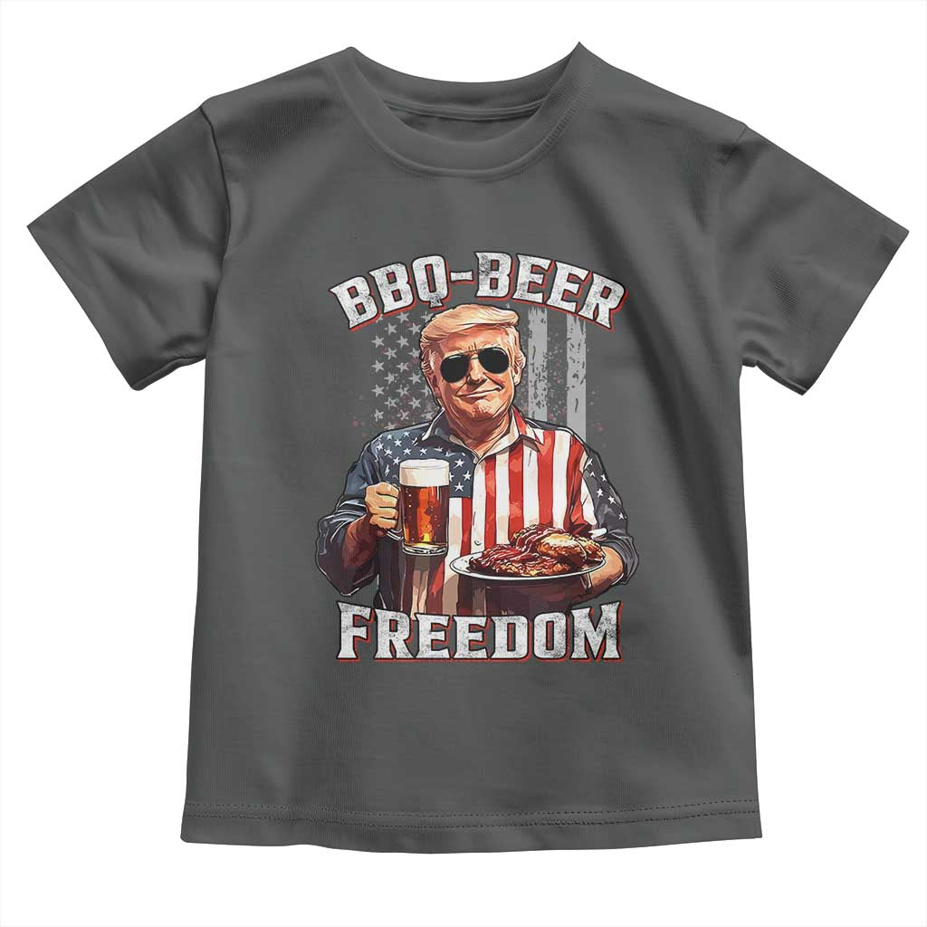 Funny Trump 4th Of July Toddler T Shirt Patriotic BBQ Beer Freedom American Flag TS10 Dark Heather Print Your Wear