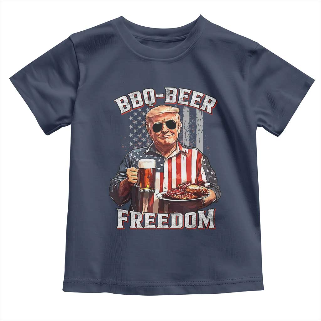 Funny Trump 4th Of July Toddler T Shirt Patriotic BBQ Beer Freedom American Flag TS10 Navy Print Your Wear