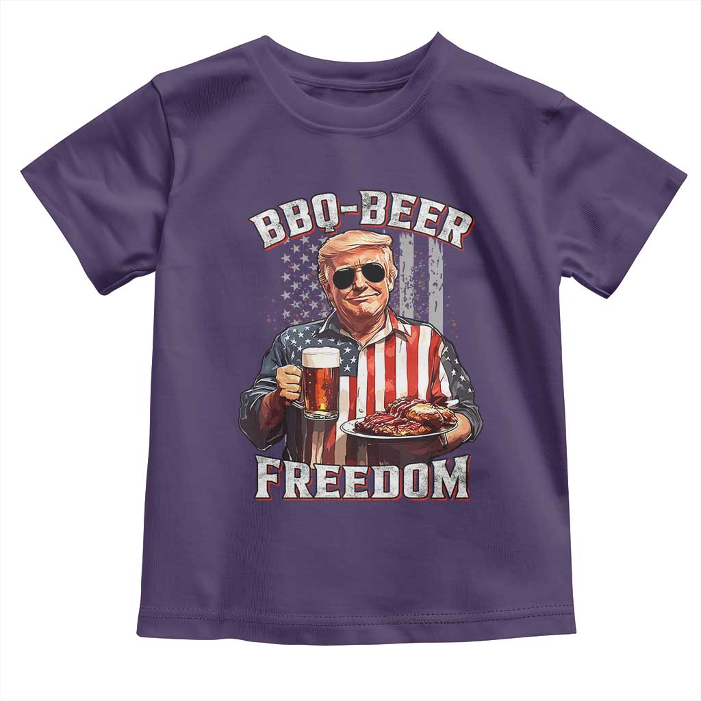 Funny Trump 4th Of July Toddler T Shirt Patriotic BBQ Beer Freedom American Flag TS10 Purple Print Your Wear
