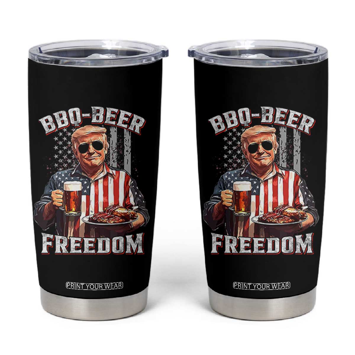 Funny Trump 4th Of July Tumbler Cup Patriotic BBQ Beer Freedom American Flag TS10 Black Print Your Wear