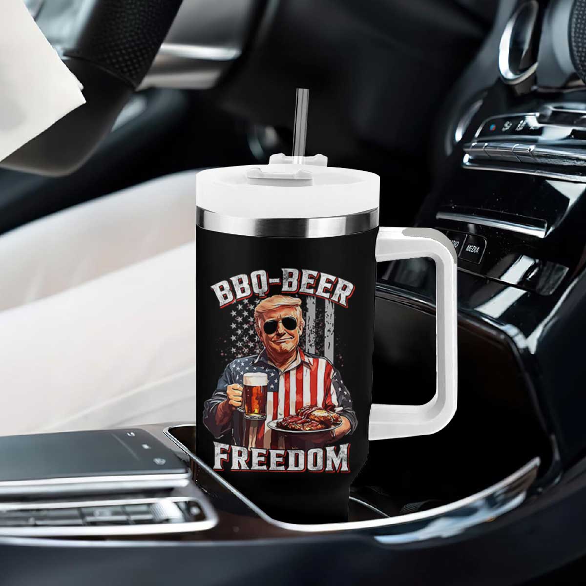 Funny Trump 4th Of July Tumbler With Handle Patriotic BBQ Beer Freedom American Flag TS10 Print Your Wear
