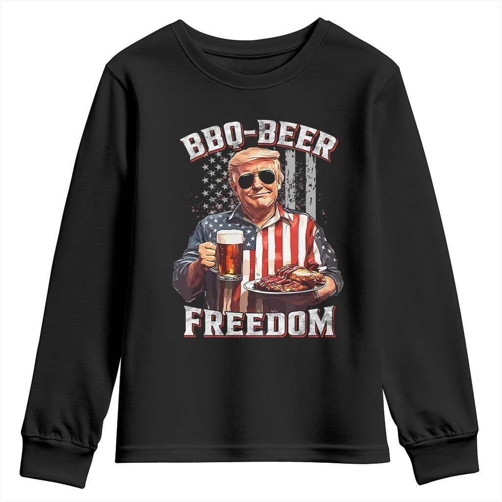 Funny Trump 4th Of July Youth Sweatshirt Patriotic BBQ Beer Freedom American Flag TS10 Black Print Your Wear