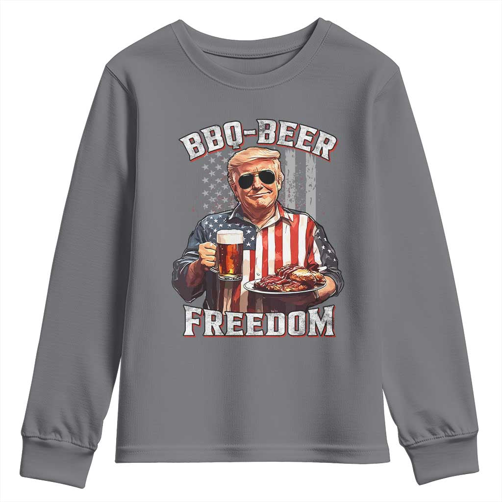 Funny Trump 4th Of July Youth Sweatshirt Patriotic BBQ Beer Freedom American Flag TS10 Charcoal Print Your Wear