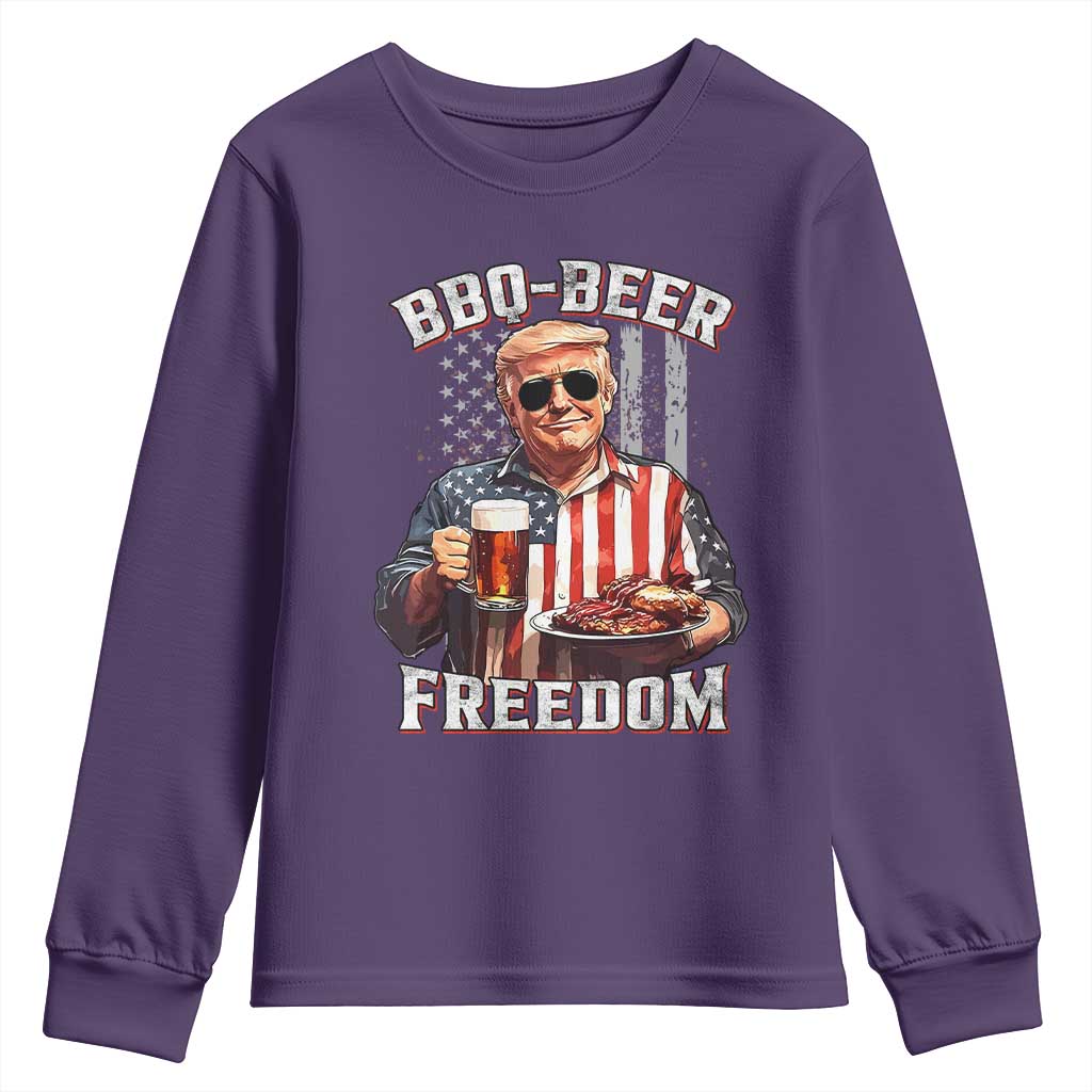 Funny Trump 4th Of July Youth Sweatshirt Patriotic BBQ Beer Freedom American Flag TS10 Purple Print Your Wear