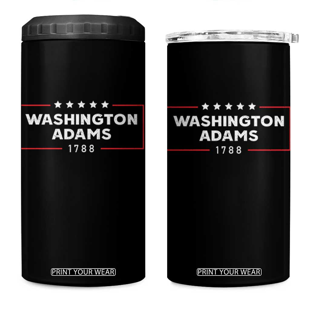 4th July George Washington 1788 4 in 1 Can Cooler Tumbler Retro President Campaign TS10 One Size: 16 oz Black Print Your Wear