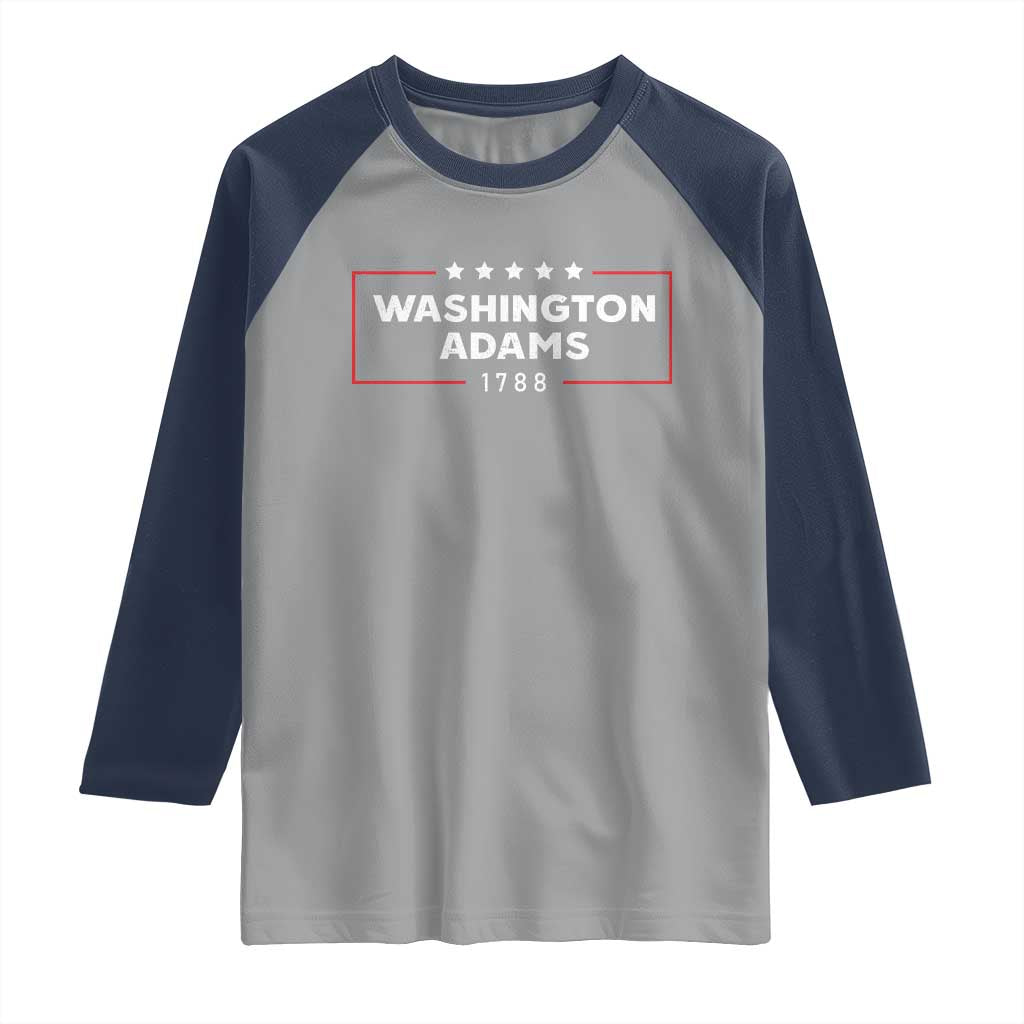4th July George Washington 1788 Raglan Shirt Retro President Campaign TS10 Sport Gray Navy Print Your Wear