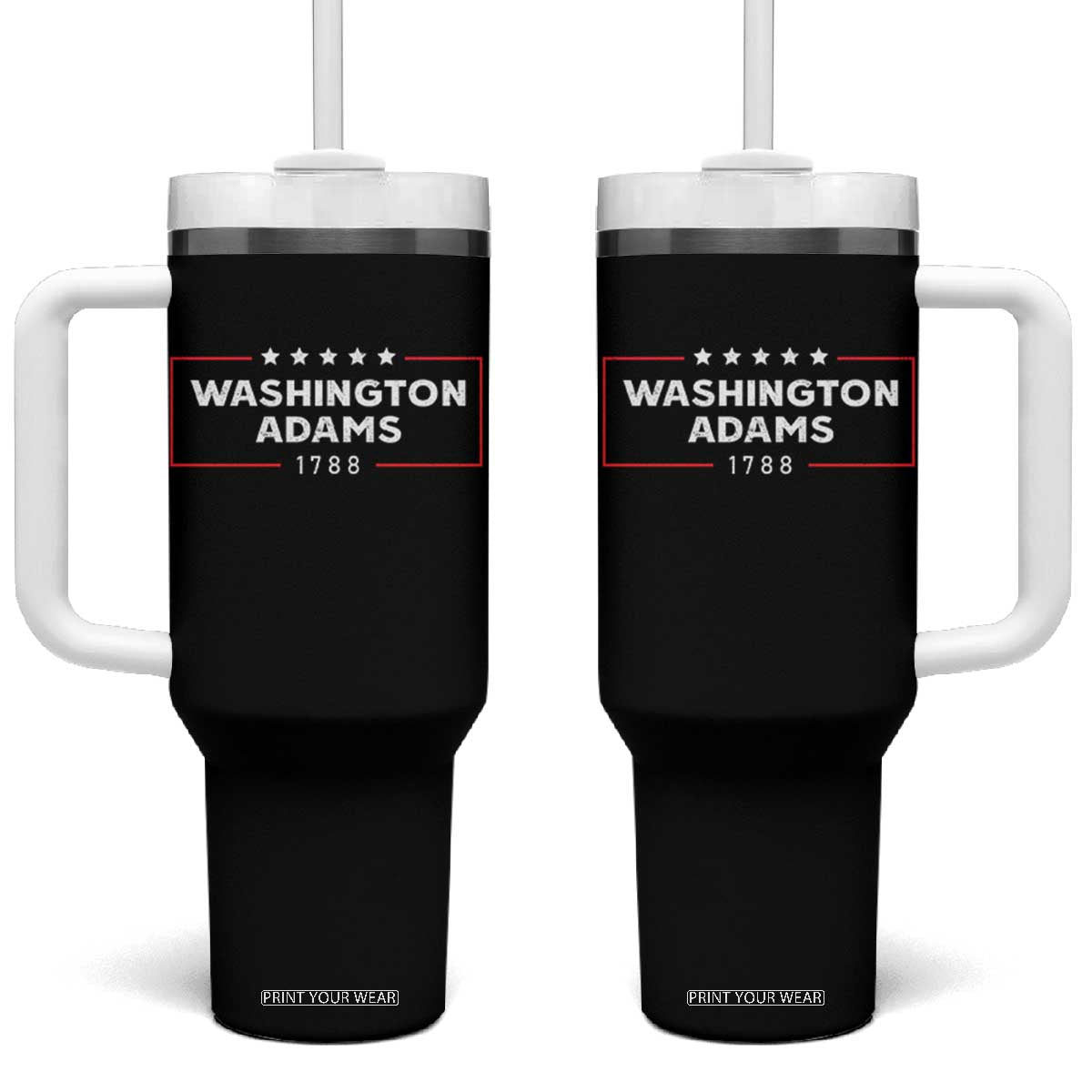 4th July George Washington 1788 Tumbler With Handle Retro President Campaign TS10 One Size: 40 oz Black Print Your Wear