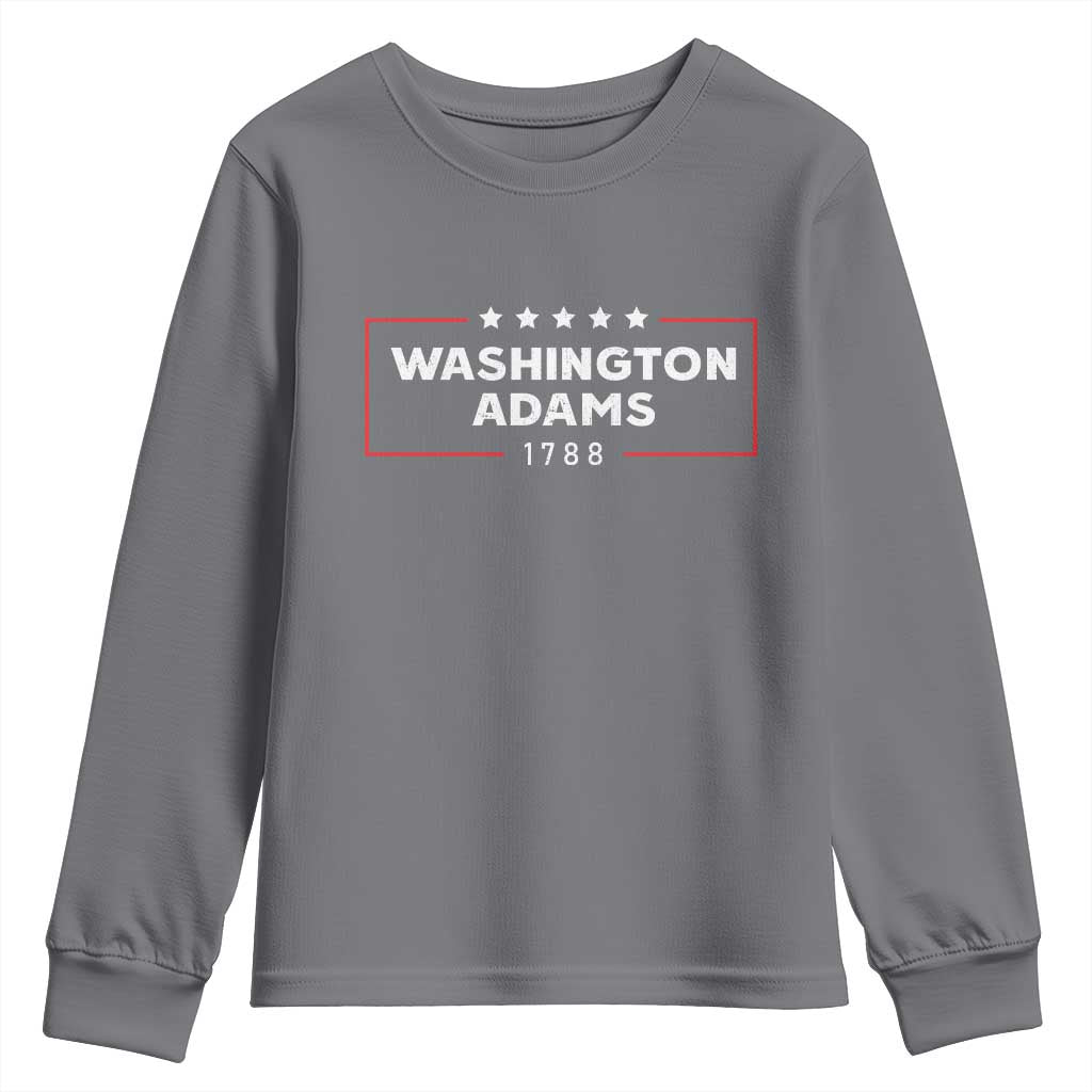 4th July George Washington 1788 Youth Sweatshirt Retro President Campaign TS10 Charcoal Print Your Wear
