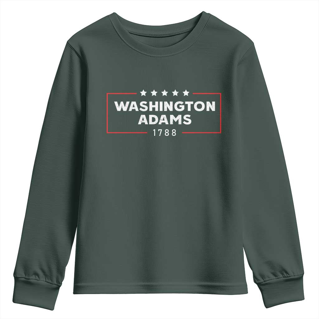 4th July George Washington 1788 Youth Sweatshirt Retro President Campaign TS10 Dark Forest Green Print Your Wear
