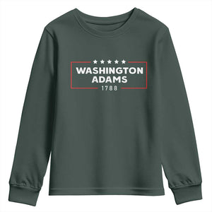 4th July George Washington 1788 Youth Sweatshirt Retro President Campaign TS10 Dark Forest Green Print Your Wear