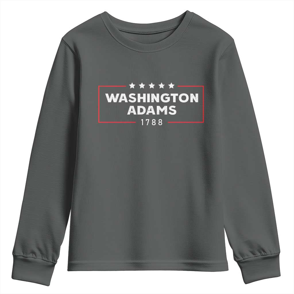 4th July George Washington 1788 Youth Sweatshirt Retro President Campaign TS10 Dark Heather Print Your Wear