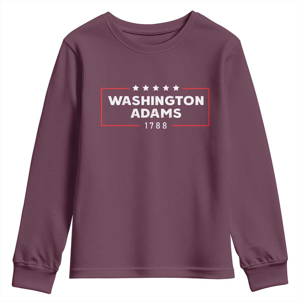 4th July George Washington 1788 Youth Sweatshirt Retro President Campaign TS10 Maroon Print Your Wear