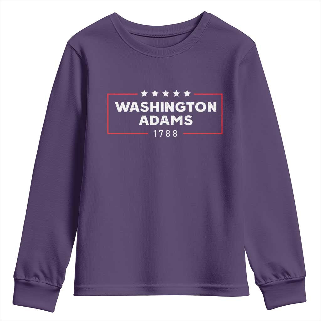4th July George Washington 1788 Youth Sweatshirt Retro President Campaign TS10 Purple Print Your Wear