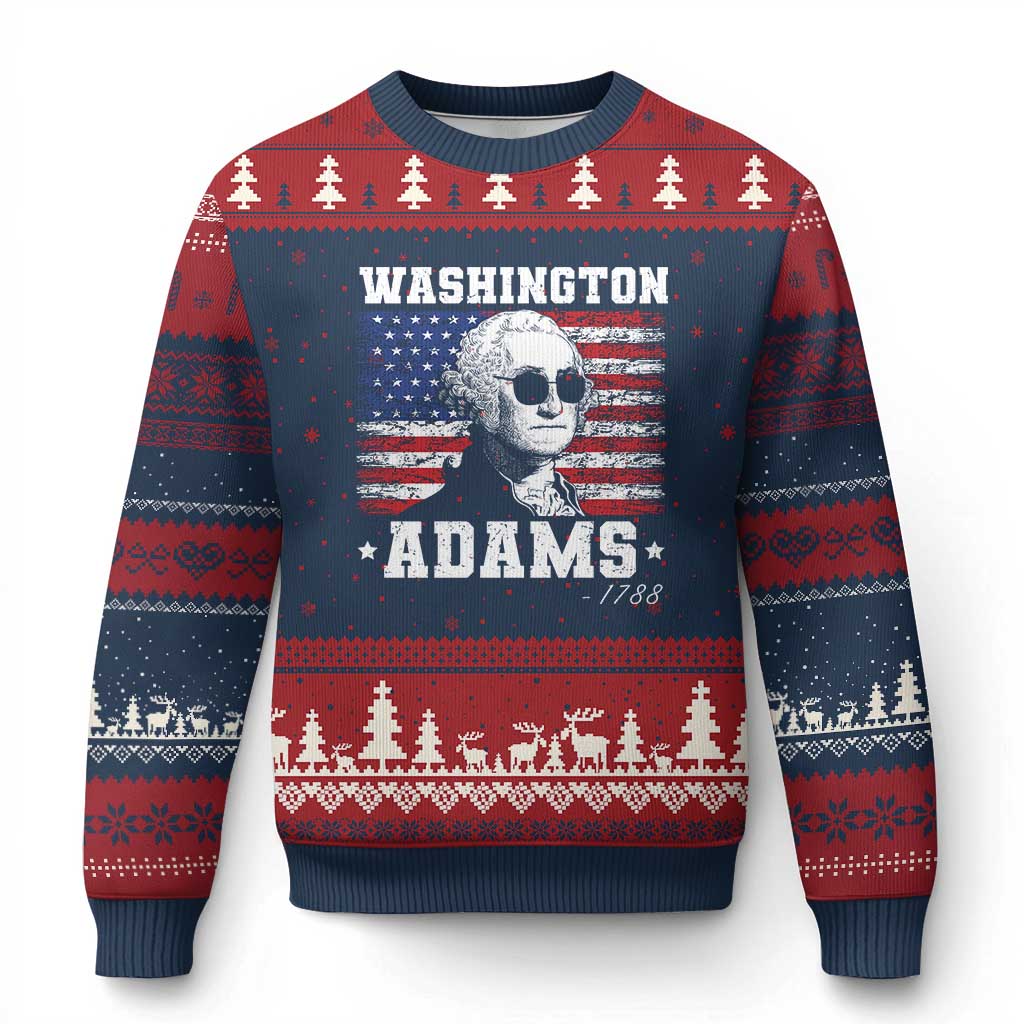 George Washington 1788 Ugly Christmas Sweater Funny 4th of July Retro President Campaign USA Flag TS10 Navy Red Print Your Wear