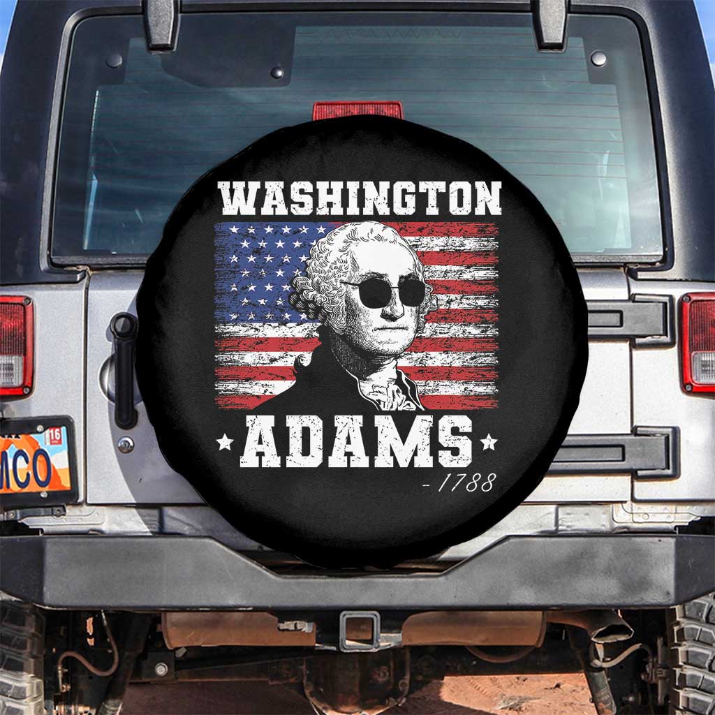 George Washington 1788 Spare Tire Cover Funny 4th of July Retro President Campaign USA Flag TS10 No hole Black Print Your Wear
