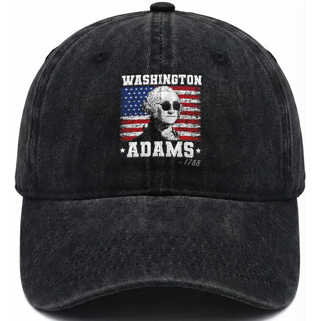 George Washington 1788 Washed Cotton Baseball Cap Funny 4th of July Retro President Campaign USA Flag TS10 Washed Cap Universal Fit Black Print Your Wear