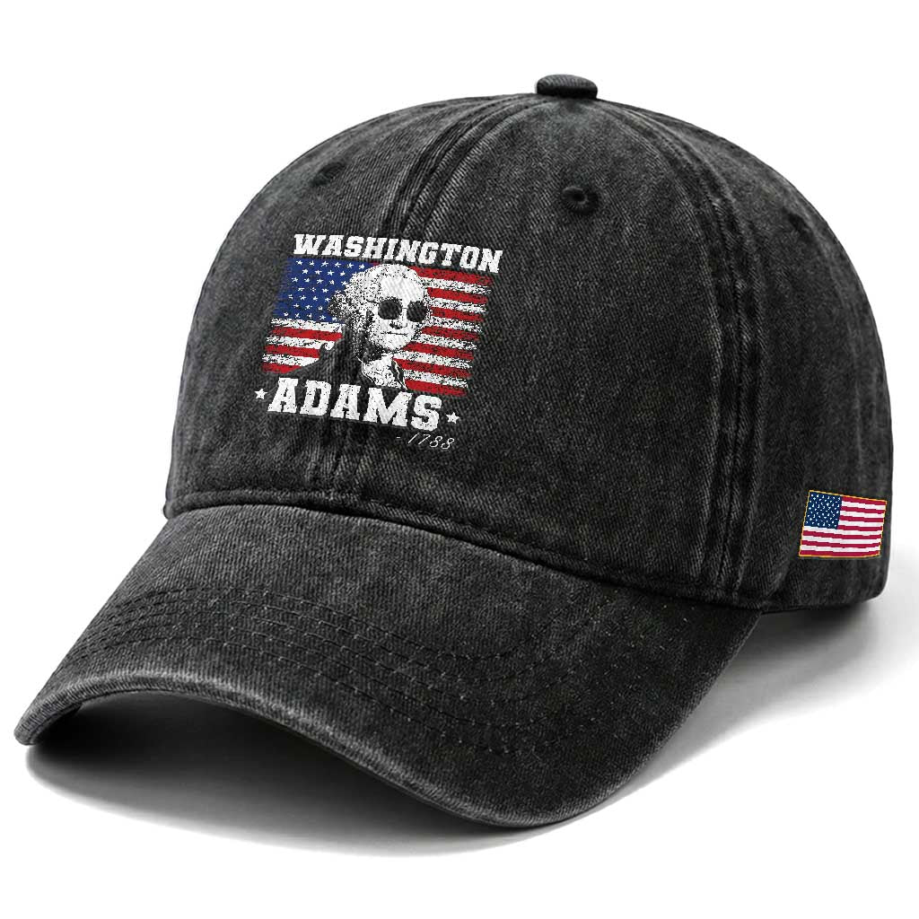 George Washington 1788 Washed Cotton Baseball Cap Funny 4th of July Retro President Campaign USA Flag TS10 Print Your Wear