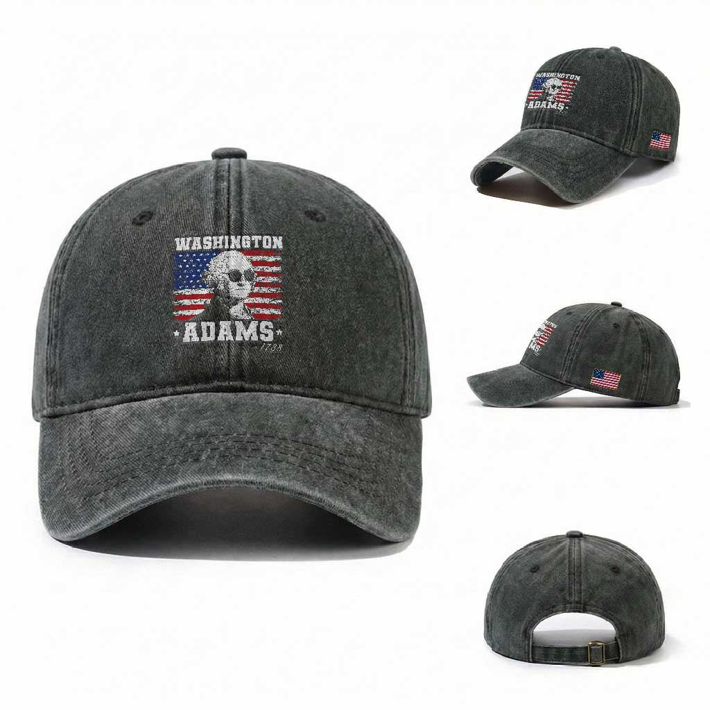 George Washington 1788 Washed Cotton Baseball Cap Funny 4th of July Retro President Campaign USA Flag TS10 Washed Cap Universal Fit Dark Green Print Your Wear