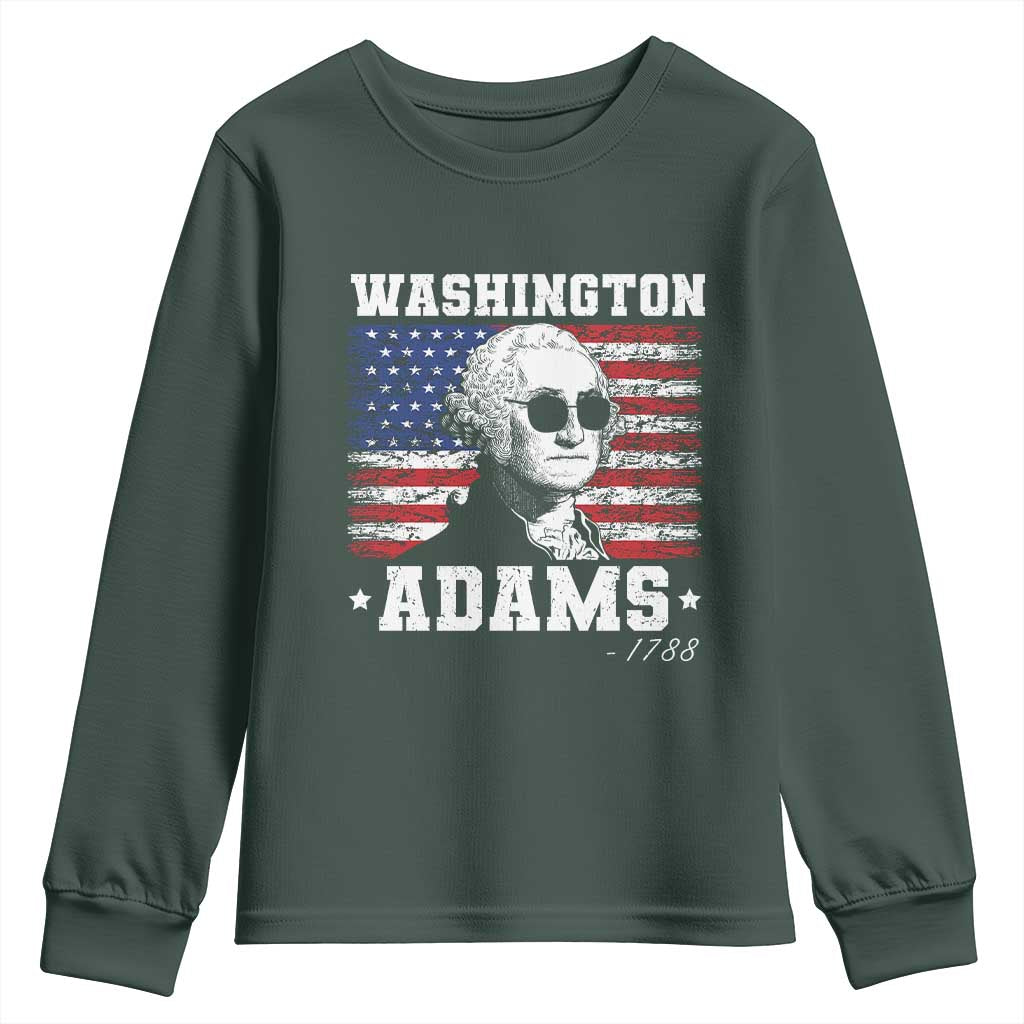 George Washington 1788 Youth Sweatshirt Funny 4th of July Retro President Campaign USA Flag TS10 Dark Forest Green Print Your Wear