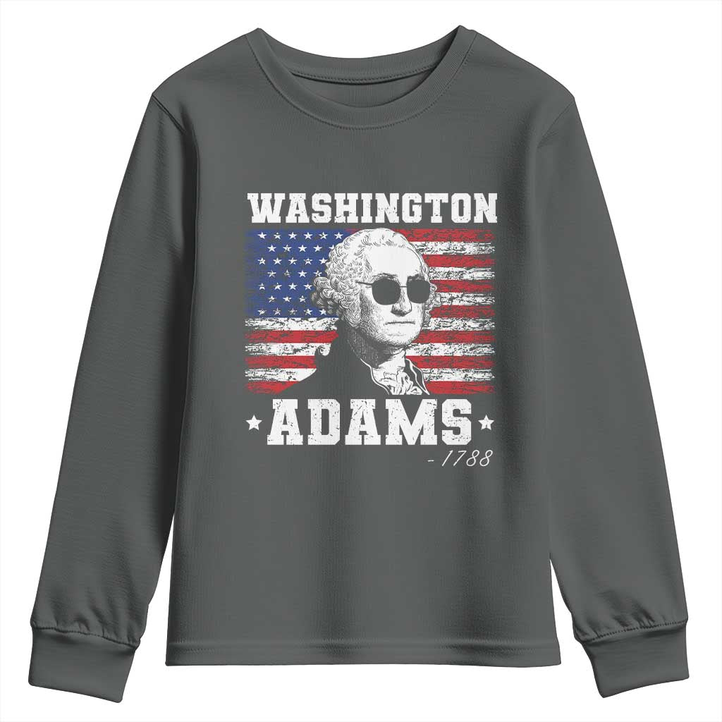 George Washington 1788 Youth Sweatshirt Funny 4th of July Retro President Campaign USA Flag TS10 Dark Heather Print Your Wear