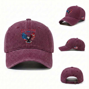 American Flag Bald Eagle Washed Cotton Baseball Cap Patriotic Eagle 4th of July Freedom Is Not Free TS10 Washed Cap Universal Fit Burgundy Print Your Wear