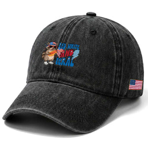 Funny Raccoon 4th of July Washed Cotton Baseball Cap Red White and Feral Patriotic TS10 Print Your Wear