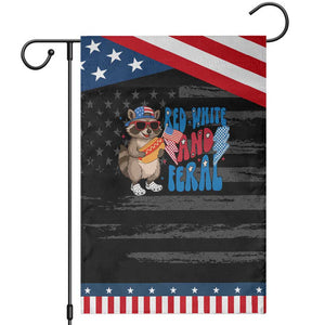Funny Raccoon 4th of July Garden Flag Red White and Feral Patriotic TS10 Distressed Black Blue Print Your Wear