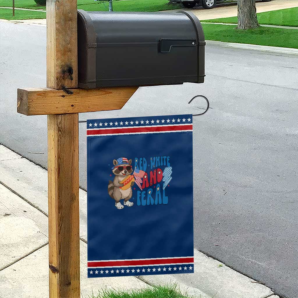 Funny Raccoon 4th of July Garden Flag Red White and Feral Patriotic TS10 Classic Blue Red Print Your Wear