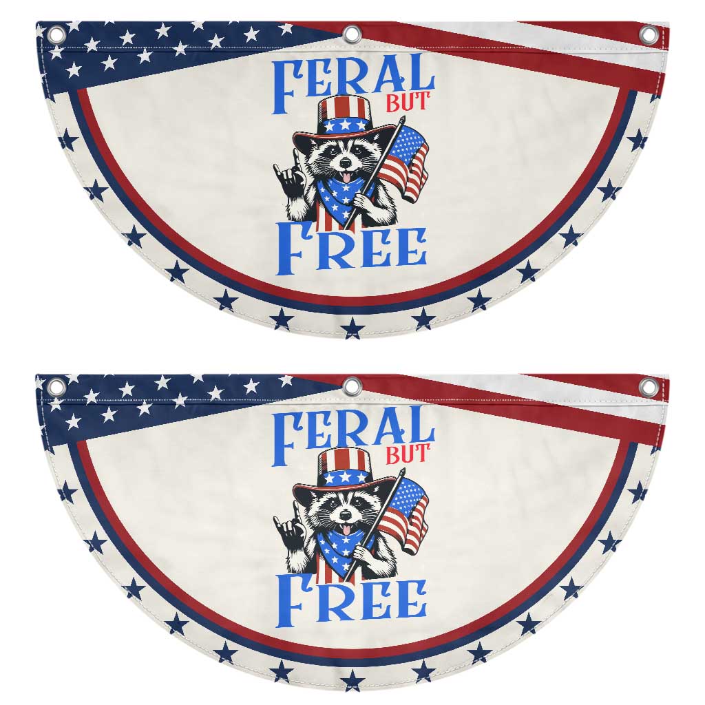 Raccoon 4th of July Patriotic Fan Flag Feral But Free USA Flag