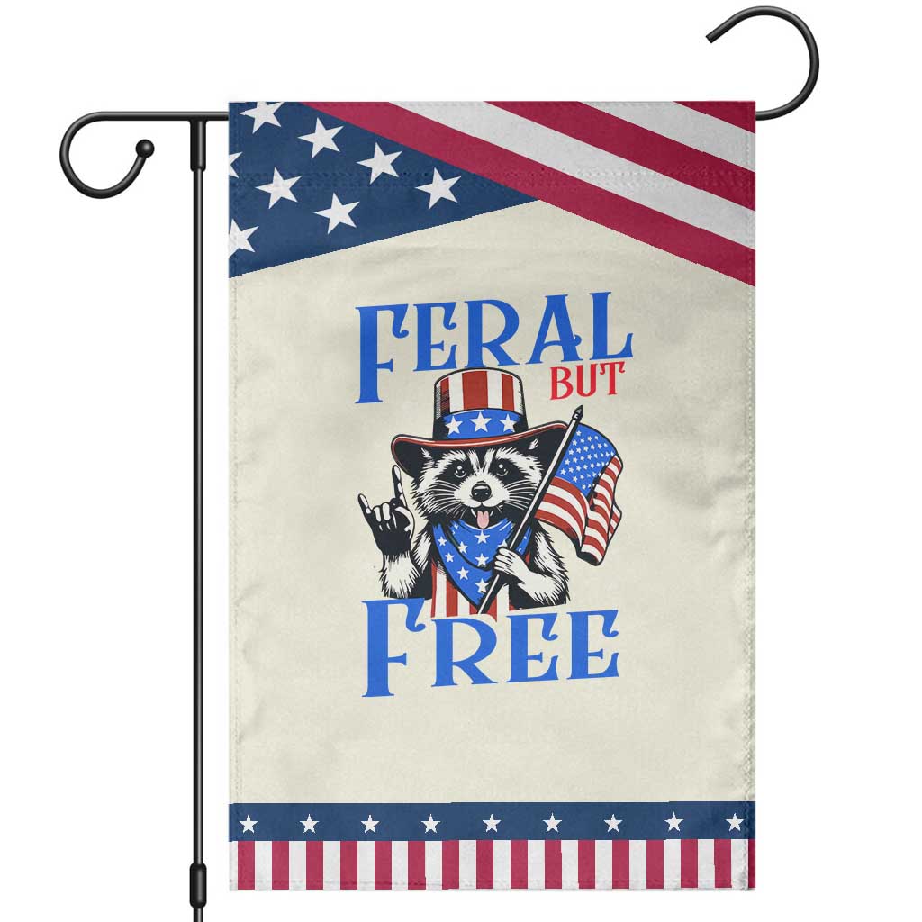 Patriotic Raccoon 4th of July Garden Flag Feral But Free USA Flag TS10 Modern Beige Blue Print Your Wear