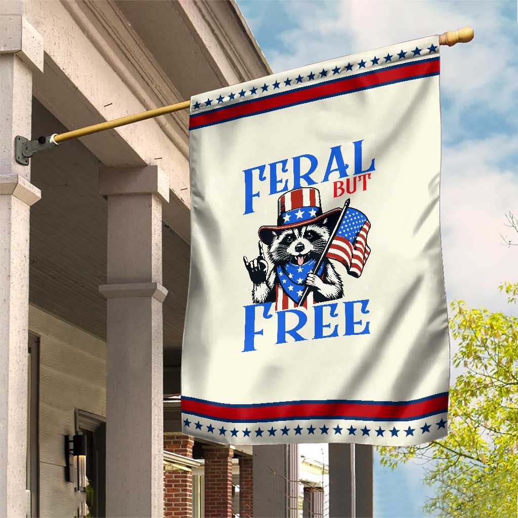 Patriotic Raccoon 4th of July Garden Flag Feral But Free USA Flag TS10 Modern Beige Red Print Your Wear