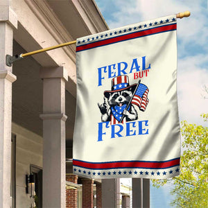Patriotic Raccoon 4th of July Garden Flag Feral But Free USA Flag TS10 Modern Beige Red Print Your Wear