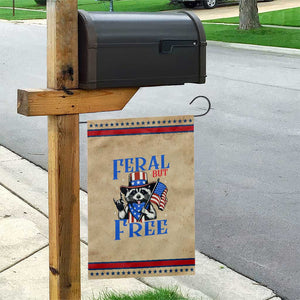 Patriotic Raccoon 4th of July Garden Flag Feral But Free USA Flag TS10 Vintage Rustic Tan Red Print Your Wear