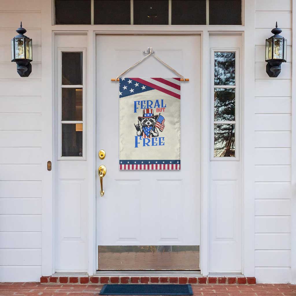 Patriotic Raccoon 4th of July Garden Flag Feral But Free USA Flag TS10 Print Your Wear