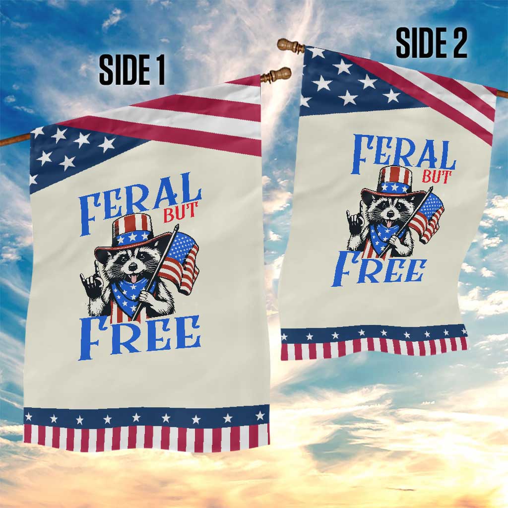 Patriotic Raccoon 4th of July Garden Flag Feral But Free USA Flag TS10 Print Your Wear
