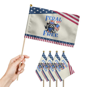 Raccoon 4th of July Patriotic Handheld Flag Feral But Free USA Flag TS10 Print Your Wear