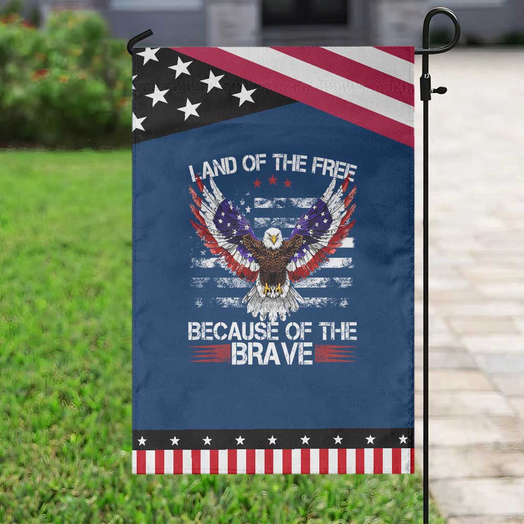 Land of the Free Because of the Brave Garden Flag American Flag Patriotic Eagle 4th of July TS10 Classic Blue Black Print Your Wear