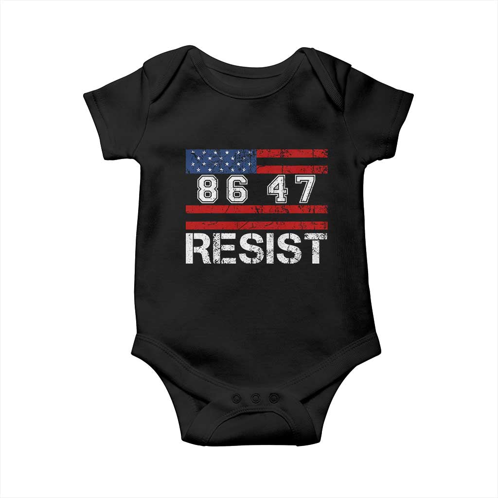 8647 Resist Baby Onesie Retro Social Justice American Flag TS10 Black Print Your Wear