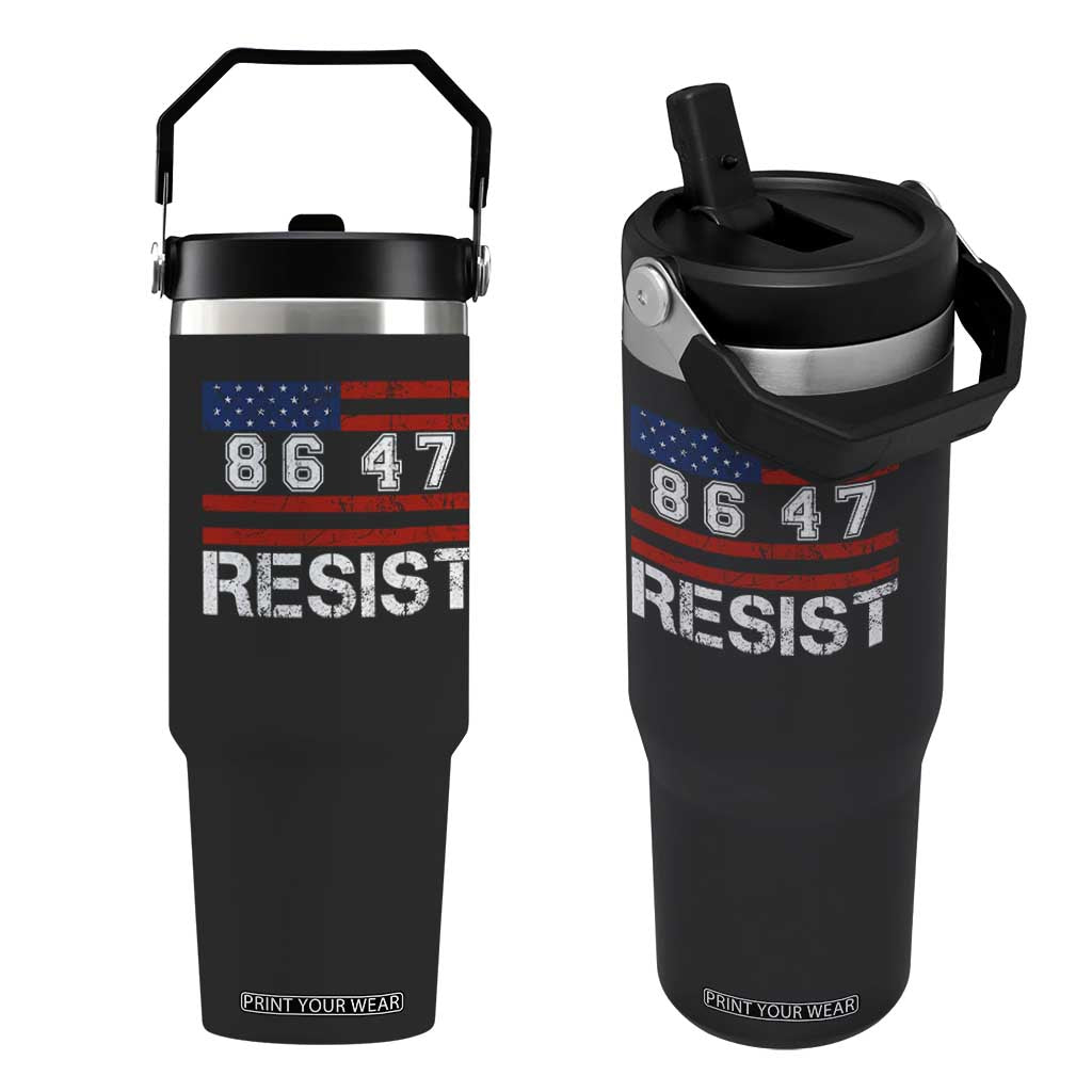 8647 Resist Flip Straw Tumbler Retro Social Justice American Flag TS10 One Size: 30 oz Black Print Your Wear