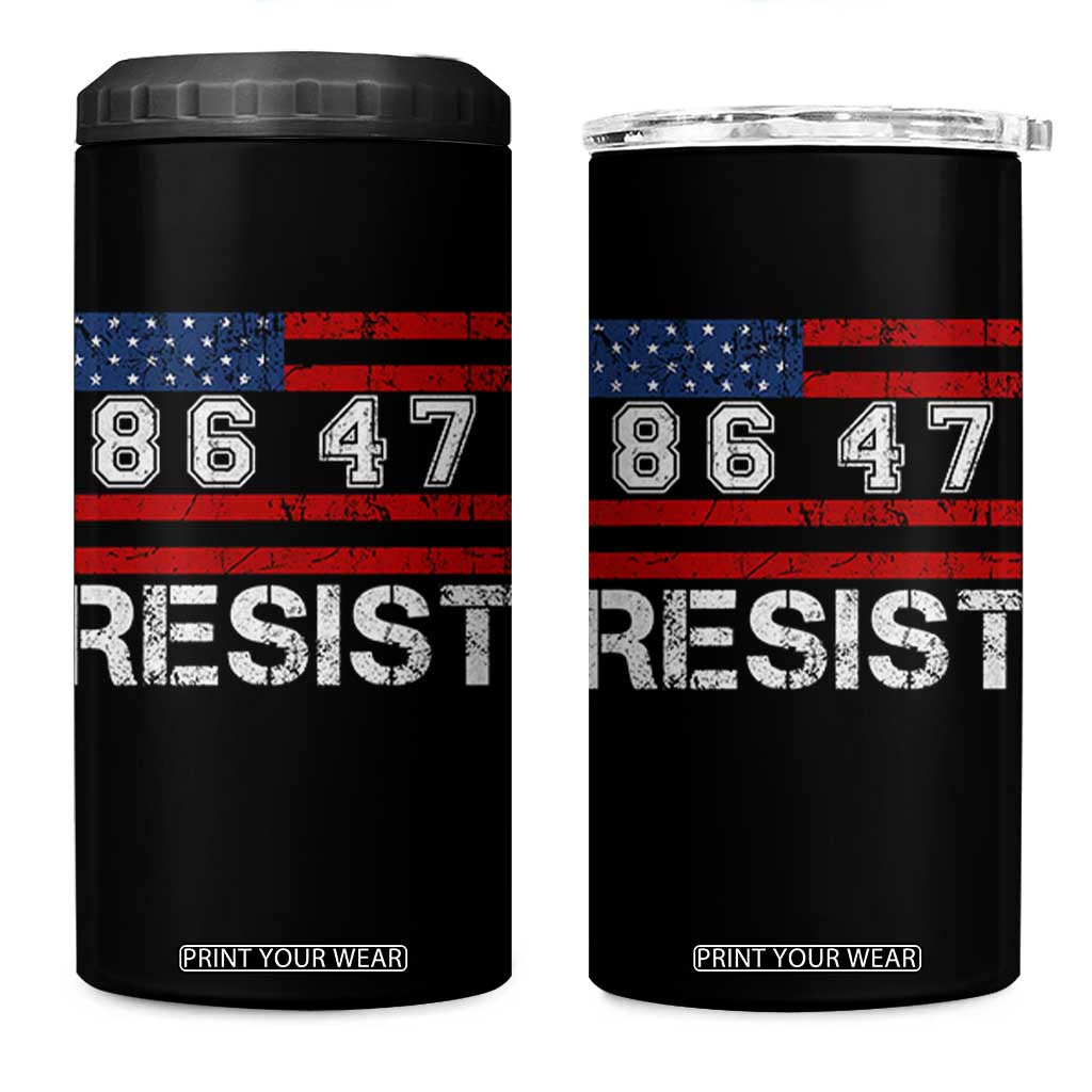 8647 Resist 4 in 1 Can Cooler Tumbler Retro Social Justice American Flag TS10 One Size: 16 oz Black Print Your Wear