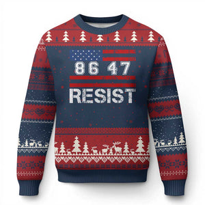 8647 Resist Ugly Christmas Sweater Retro Social Justice American Flag - Print Your Wear