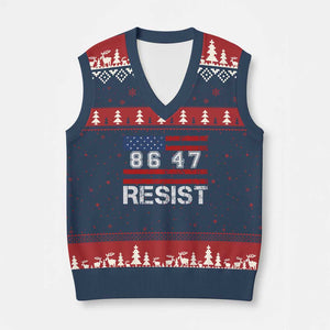 8647 Resist V-Neck Knit Sweater Vest Retro Social Justice American Flag - Print Your Wear