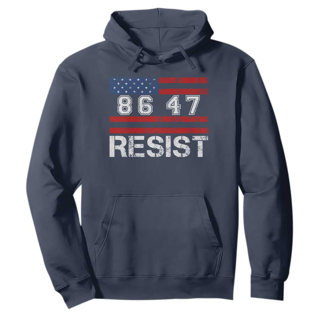 8647 Resist Hoodie Retro Social Justice American Flag TS10 Navy Print Your Wear