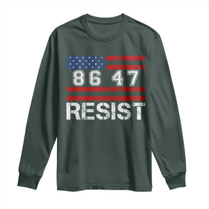 8647 Resist Long Sleeve Shirt Retro Social Justice American Flag TS10 Dark Forest Green Print Your Wear