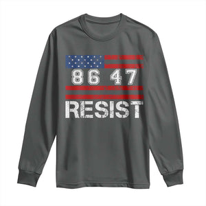 8647 Resist Long Sleeve Shirt Retro Social Justice American Flag TS10 Dark Heather Print Your Wear