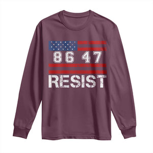 8647 Resist Long Sleeve Shirt Retro Social Justice American Flag TS10 Maroon Print Your Wear